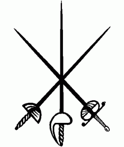 The three arms of modern fencing (Foil, epee, saber)